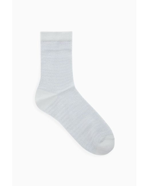 COS White Striped Ribbed Socks
