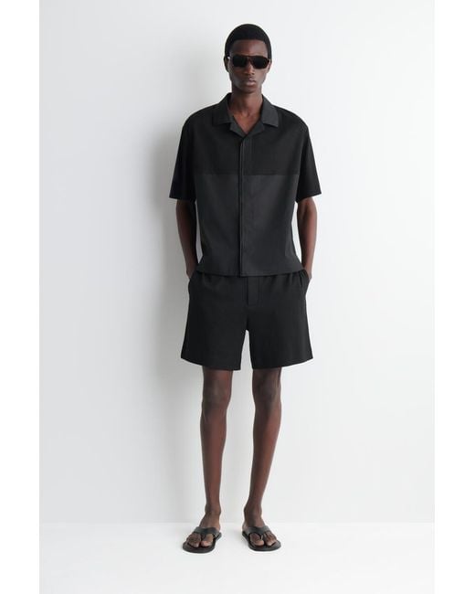 COS Black Relaxed Contrast-Panel Shirt for men