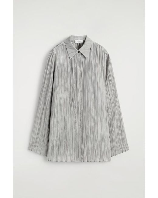 COS Gray Rounded Textured-Silk Shirt
