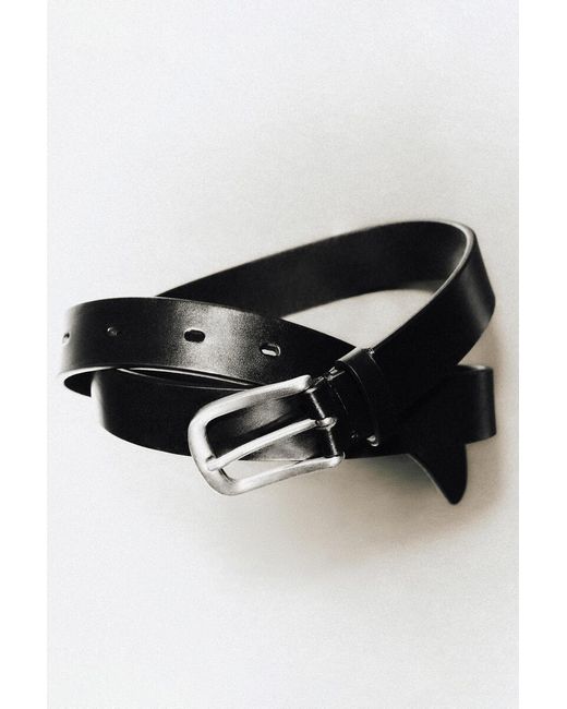 COS White Square-Buckle Leather Belt for men