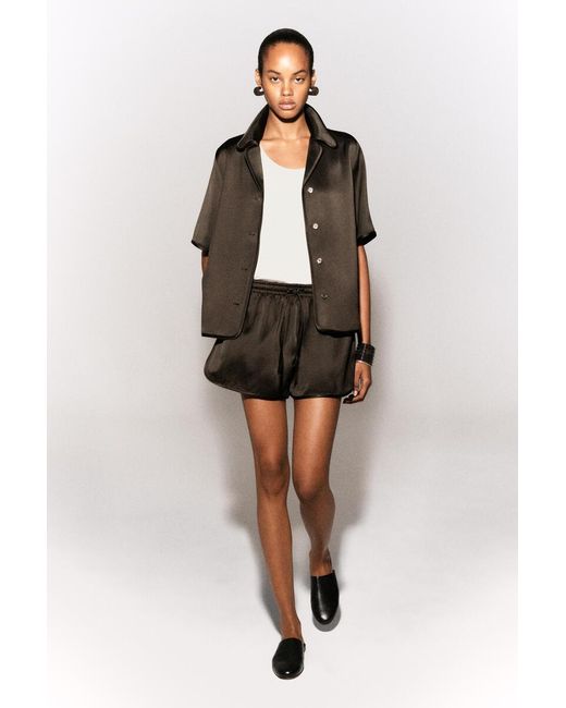 COS Black Satin Track Shorts