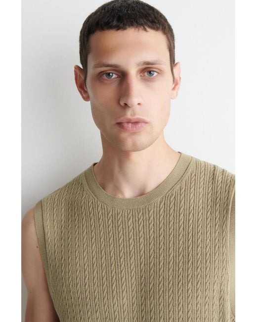 COS Natural Cable-Knit Cotton-Linen Tank Top for men