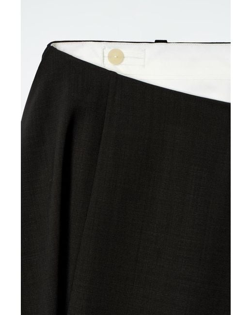 COS Black Deconstructed Sheer Wool Skirt