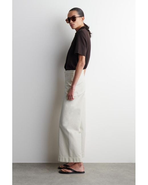 COS White Wide-leg Denim Trousers In Beige