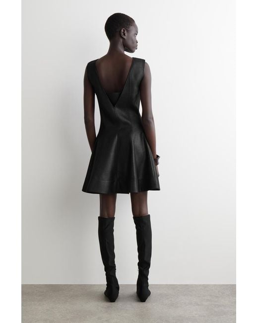 leather dress cos COS Belted Leather Midi Shirt Dress