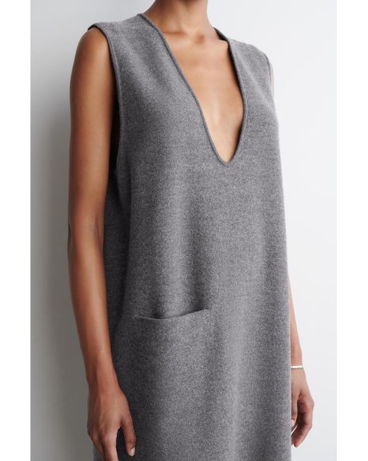 COS Gray Boiled-Wool Midi Dress