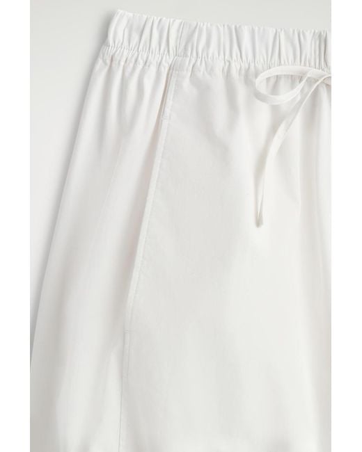 COS White Elasticated Barrel-Leg Trousers