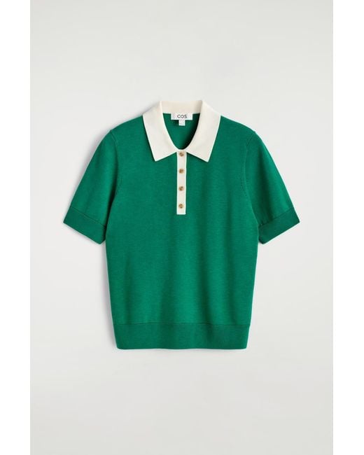 COS Green Shrunken Wool-Blend Polo Shirt