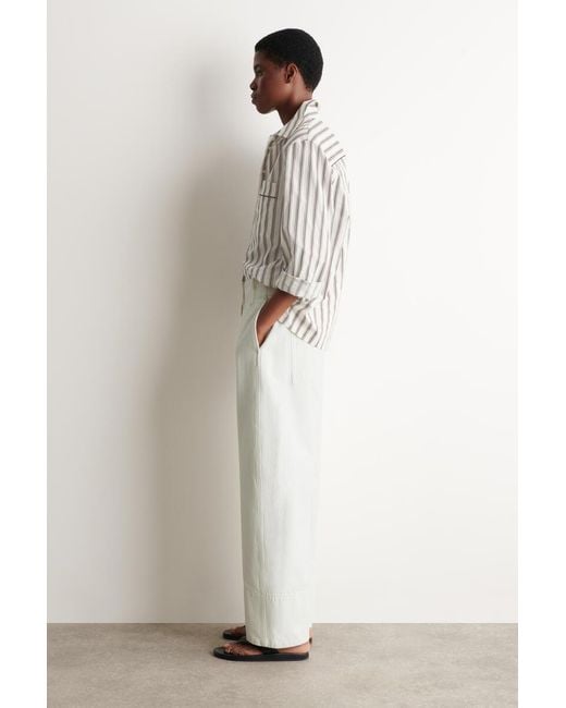 COS White Denim Barrel-Leg Trousers