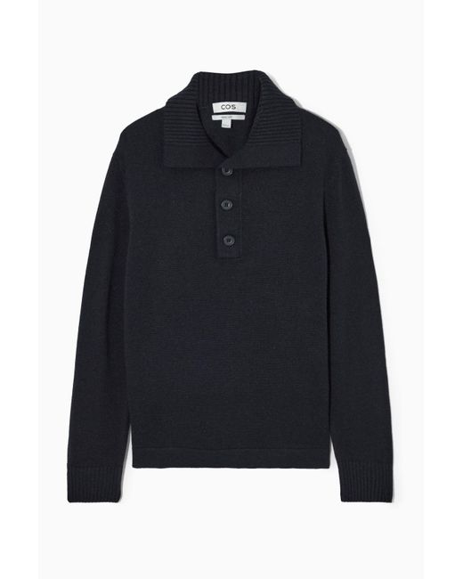 COS Regular-fit Wool-cashmere Polo Shirt in Blue for Men | Lyst