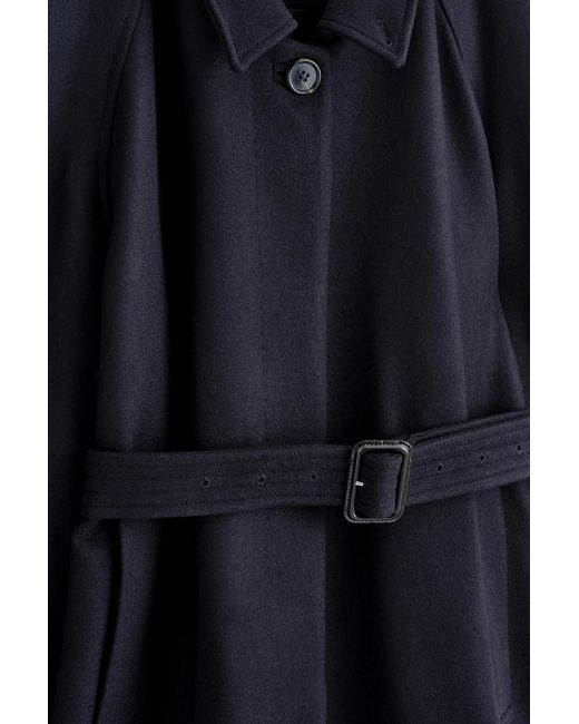 COS Blue Wool-Blend Long Trench Coat