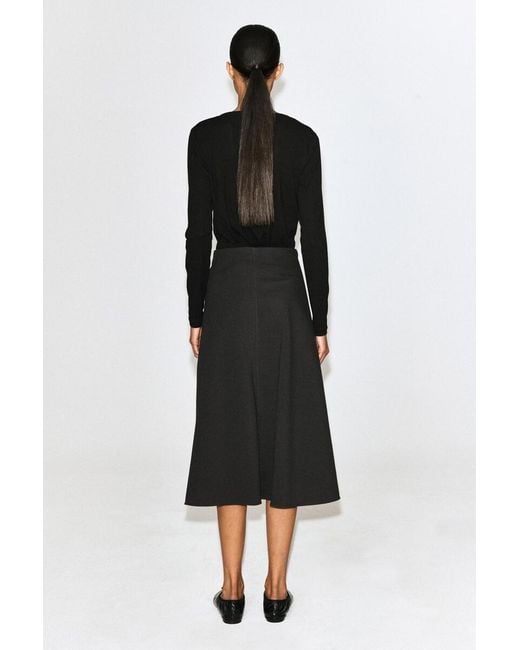 COS Black Twist-Detail Jersey Midi Skirt