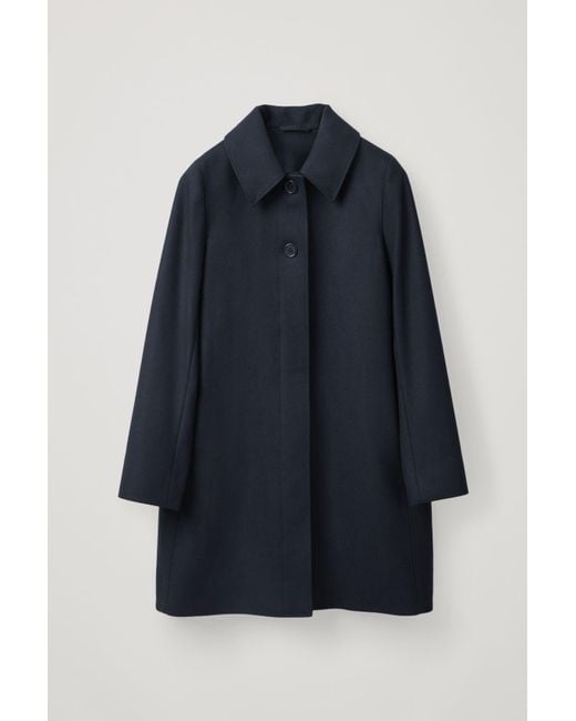 COS Single-breasted Wool-cashmere Coat in Blue | Lyst
