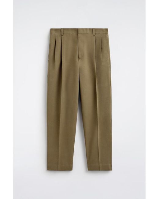 COS Green Pleated Relaxed-Fit Tapered Trousers for men