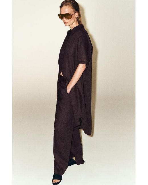 COS Red Belted Linen Barrel-Leg Pants