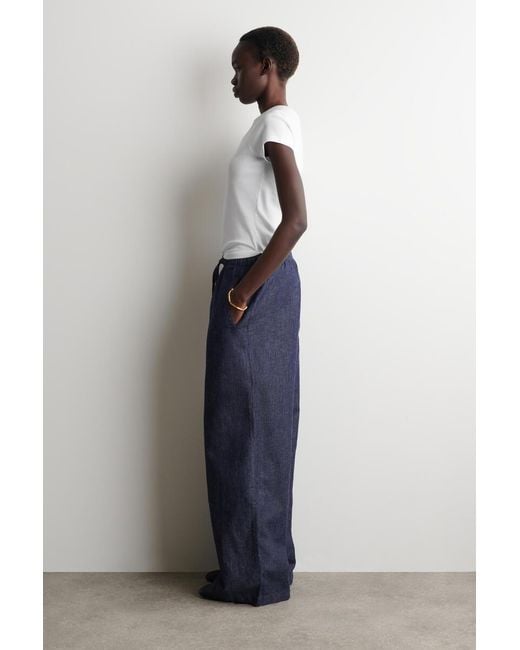COS Blue Denim Wide-leg Drawstring Trousers