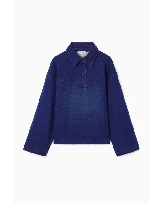 COS Blue Collared Polo Sweatshirt