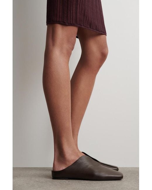 COS Brown Draped Leather Mules