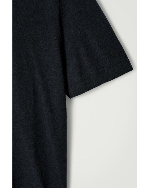 COS Black Open-collar Cashmere Polo Shirt for men