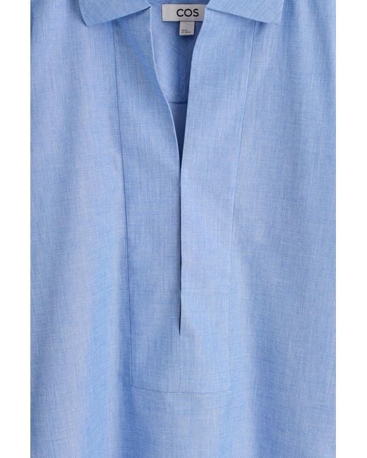COS Blue Longline Cotton Shirt