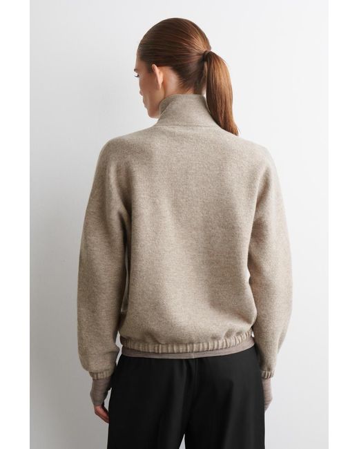 COS Natural Boiled Merino Wool Zip-Up Sweater