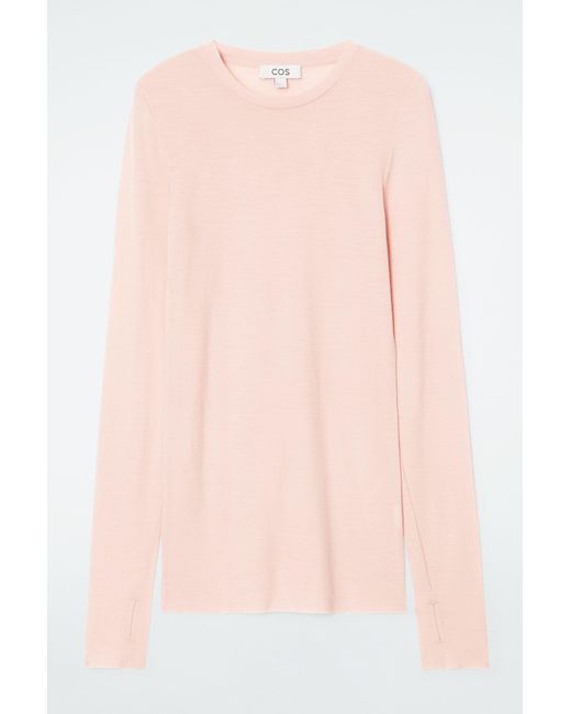 COS Pink Crew-neck Merino Wool Top