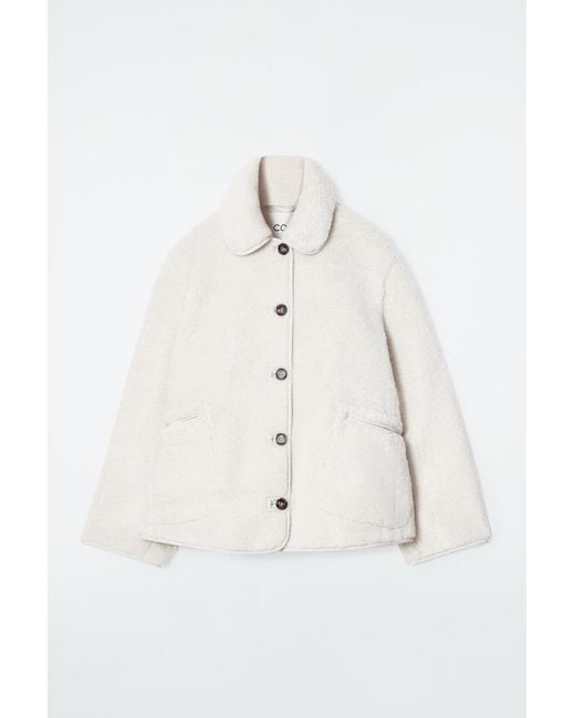 COS White Collared Teddy Jacket