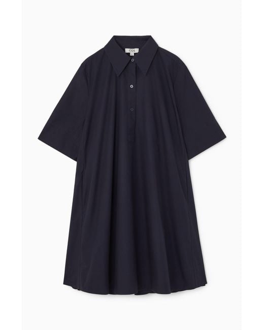 COS Blue A-line Mini Shirt Dress