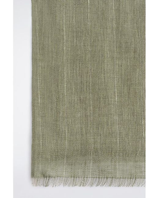 COS Green Fringed Linen Scarf for men