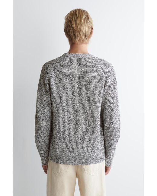 COS Gray Flecked V-Neck Zip-Up Cardigan for men