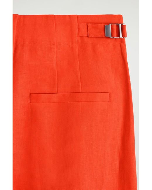 COS Red Buckle-Detail Linen Balloon-Leg Pants