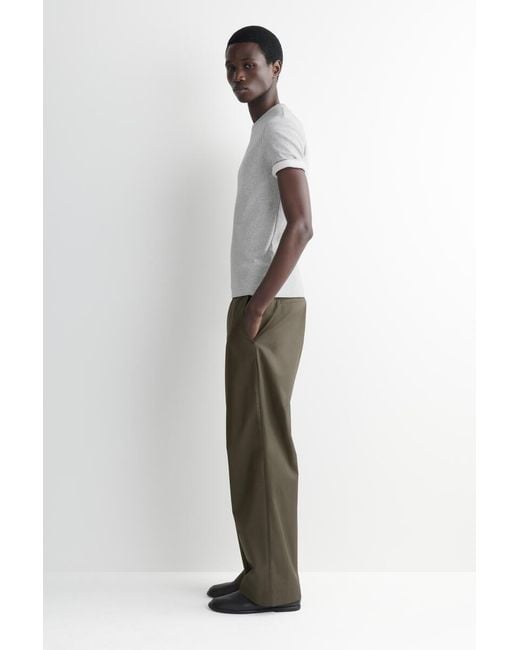 COS White Slim Ribbed Cotton T-shirt for men