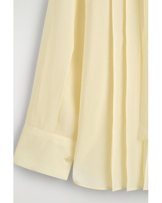 COS Metallic Pleated Bow-Detail Blouse