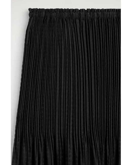 COS Black Pleated Jacquard Midi Skirt