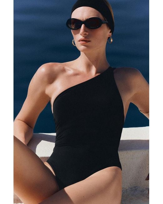 COS Black Asymmetric Double-Faced Swimsuit