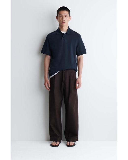 COS Blue Interlock Cotton Polo Shirt for men