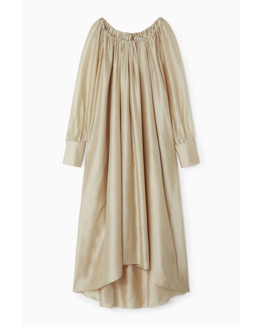COS Natural Pleated Long-sleeved Maxi Dress