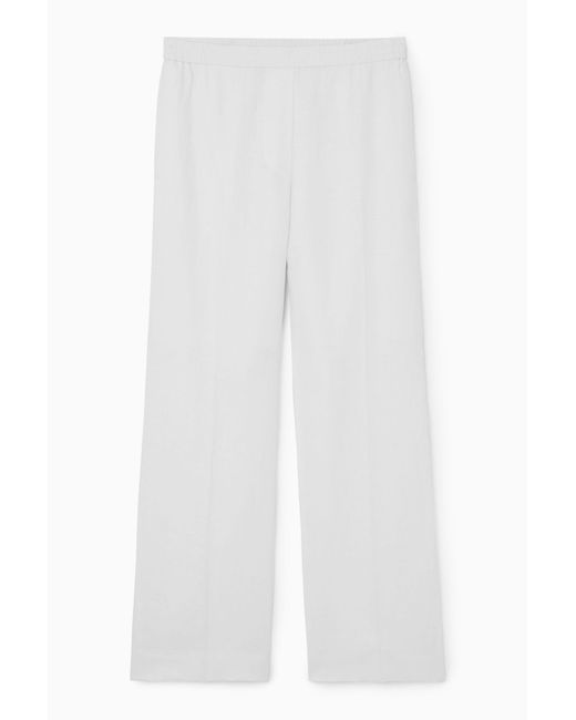COS White Wide-leg Tailored Linen Pants