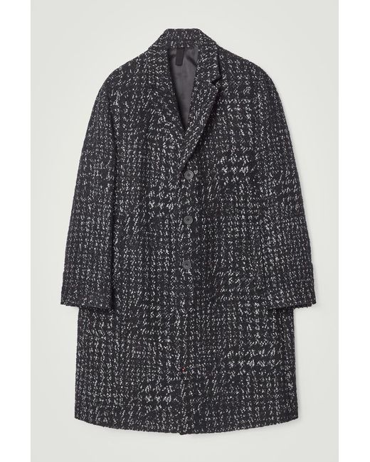 COS Gray Houndstooth Bouclé Overcoat for men