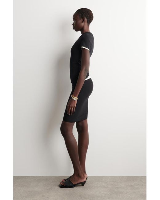 COS Black Technical Jersey Midi Skirt
