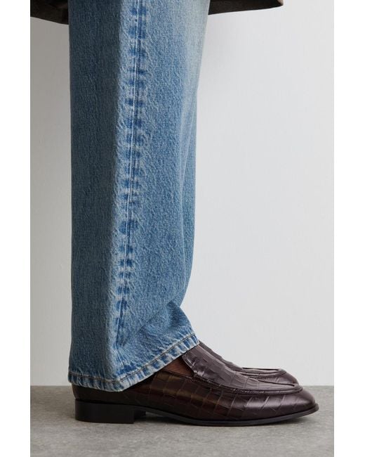 COS White Croc-Effect Leather Loafers