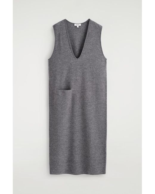 COS Gray Boiled-Wool Midi Dress
