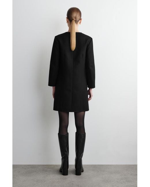COS Black Long-Sleeved Wool Mini Dress