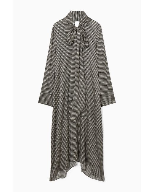COS Gray Scarf-detail Maxi Dress