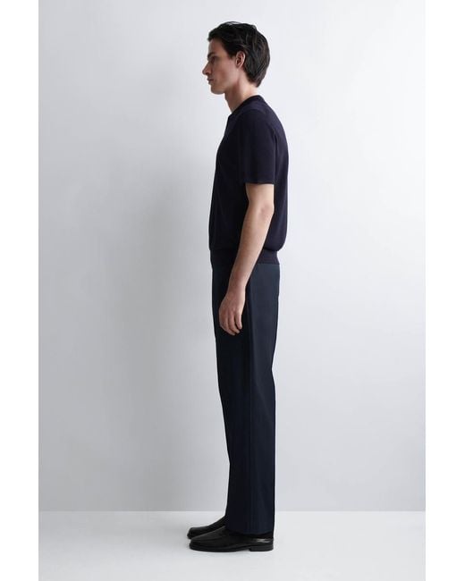 COS Blue Open-Collar Merino Wool Polo Shirt for men