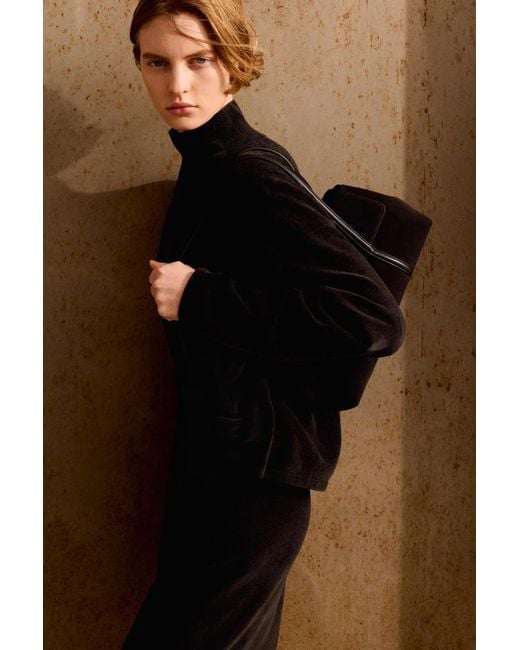 COS Black Chenille Mock-Neck Sweater