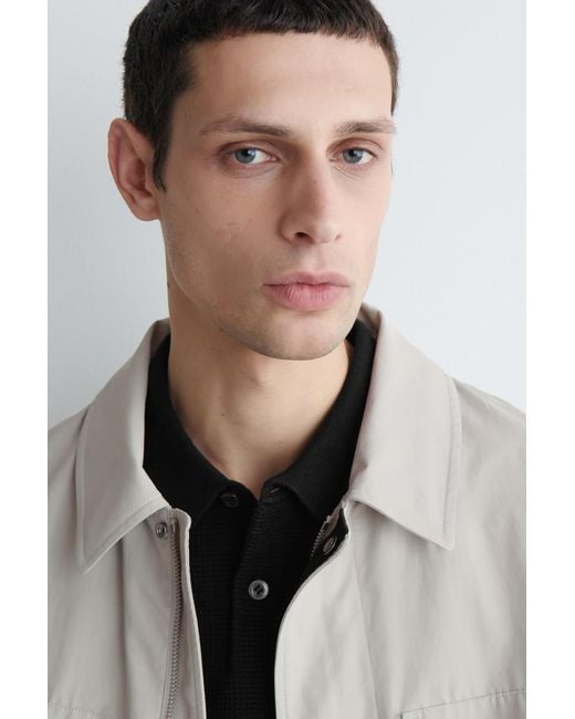 COS Black Waffle-Knit Cotton Polo Shirt for men