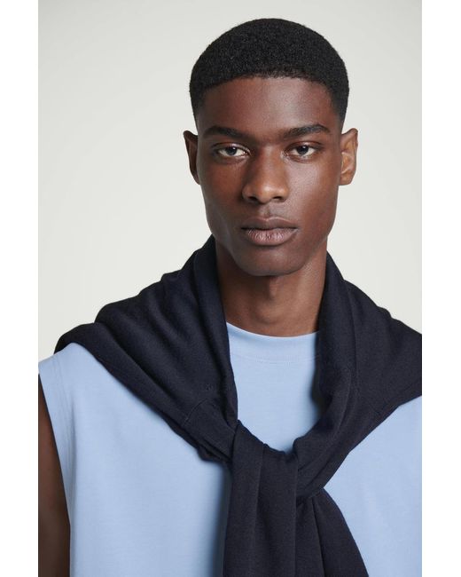 COS Blue Relaxed Cotton-Crepe Tank Top for men