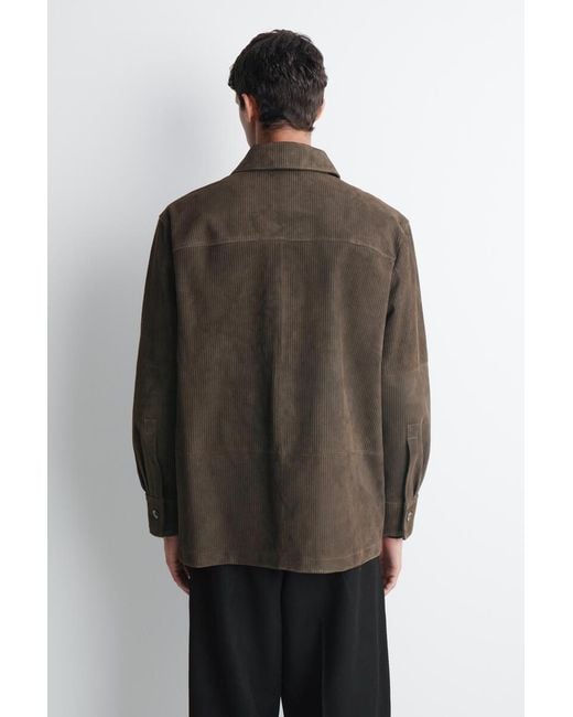 COS Brown Corded Suede Overshirt for men