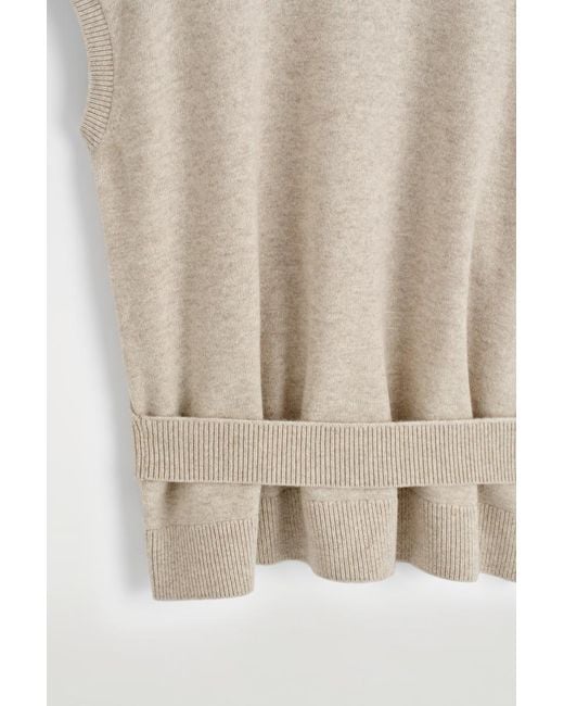 COS Natural Belt-Detail Mock-Neck Wool Vest